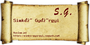 Simkó Györgyi névjegykártya